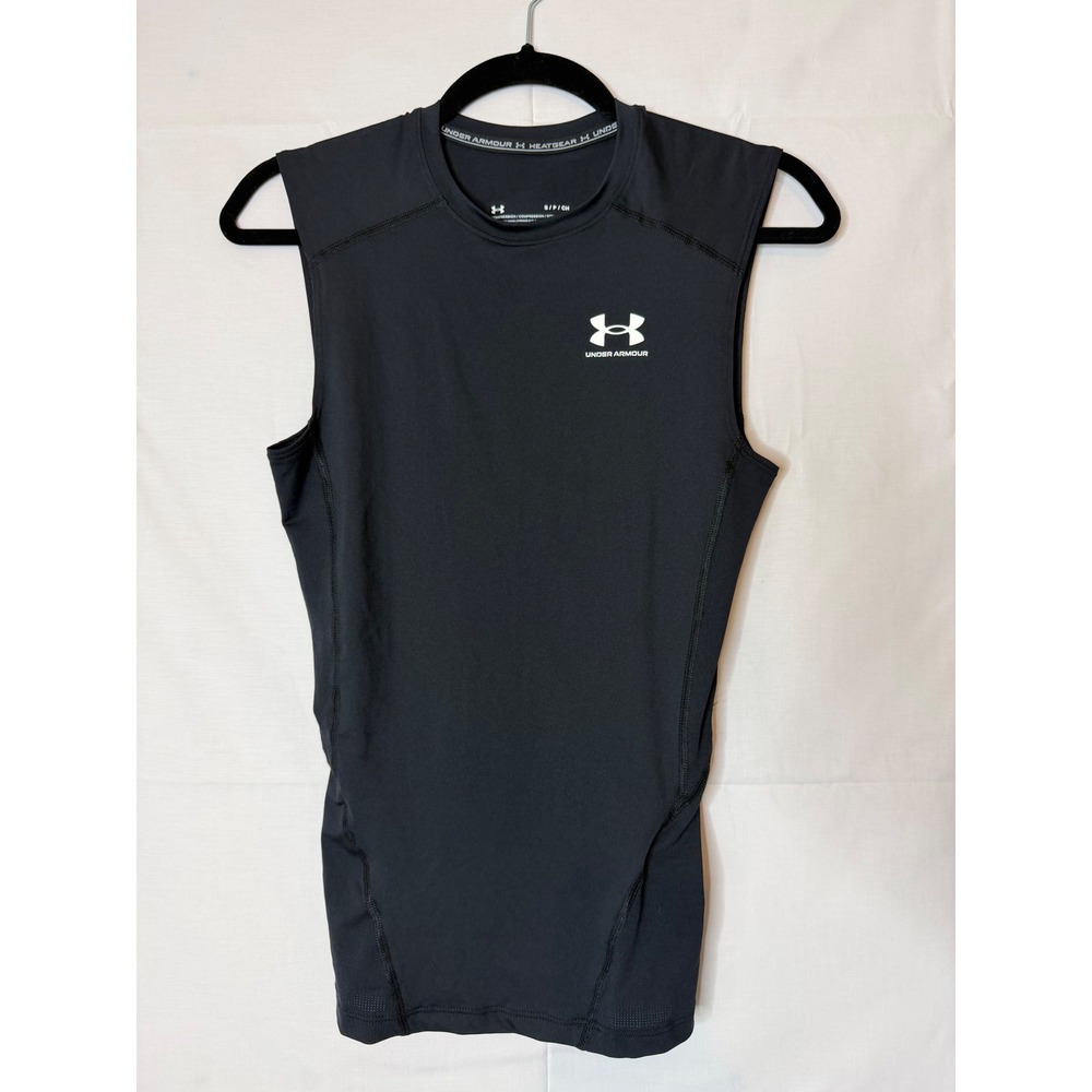 Under Armour S Black UA HeatGear Compression Shirt Sleeveless Tank Top 1361522